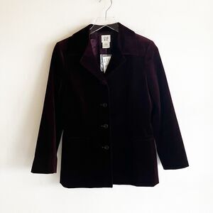 NWT Vintage Gap Womens Size 4 Y2K Velvet Blazer Jacket Deep Burgundy Dark Lined